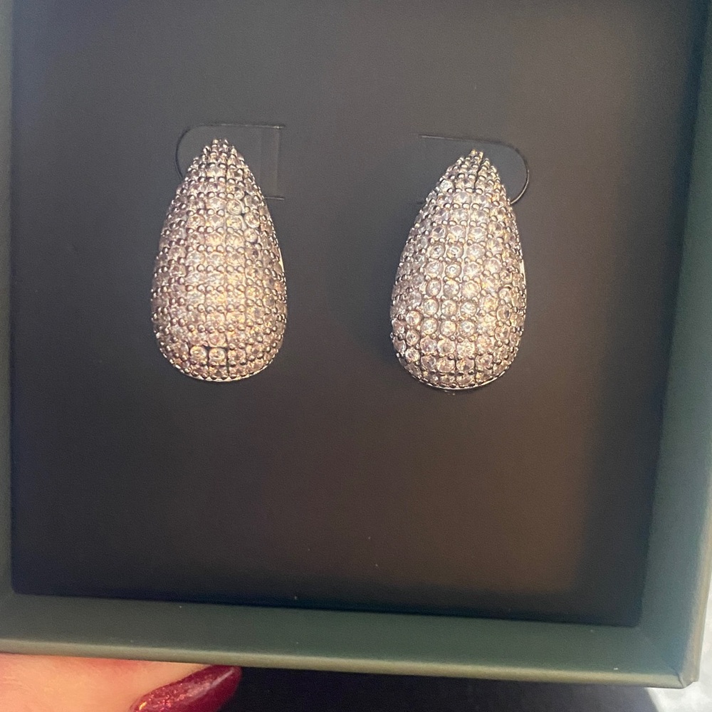 Sparkling Gold and Silver Teardrop Earrings